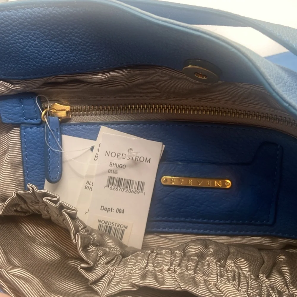 Steven Steve Madden Leather Bhugo Hobo Handbag Blue NWT